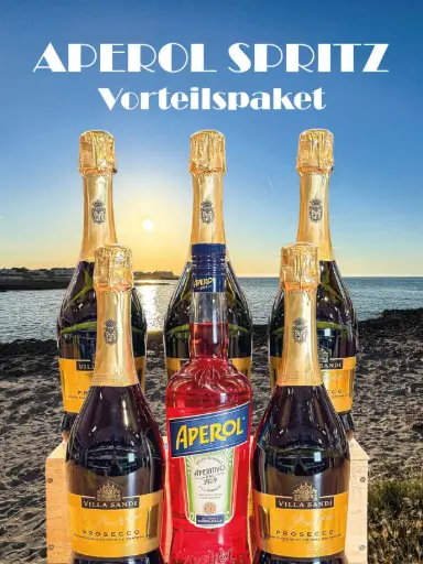 Aperol Spritz Paket! 5 Flaschen Il Fresco Prosecco + 1 Flasche Aperol 0,7l geschenkt!